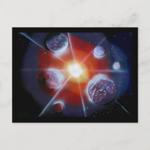 Raumnova-Planeten zerplatzen Sprotainting Postkarte