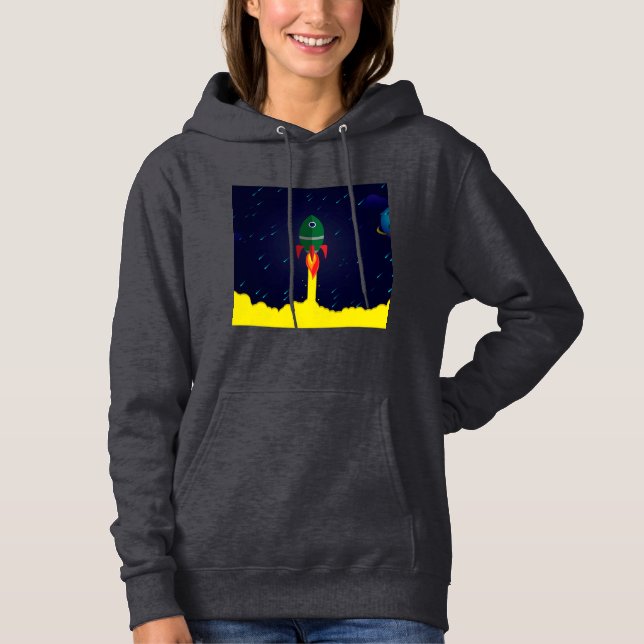 Raumschiff-Astronautin Hoodie (Vorderseite)