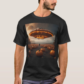 Raumschiff auf dem Planeten Pumpkin T-Shirt