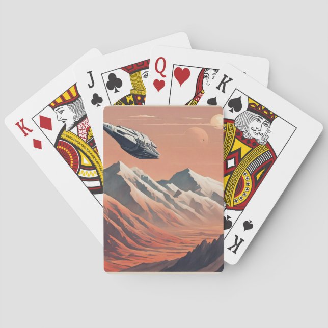 Raumschiff, das durch Berge reist Spielkarten (Rückseite)