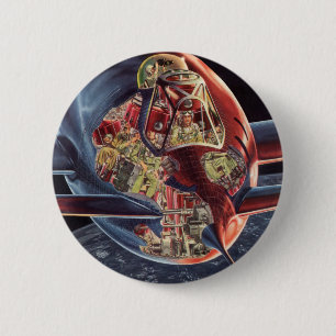 Raumschiff der Vintagen Science Fiction Button