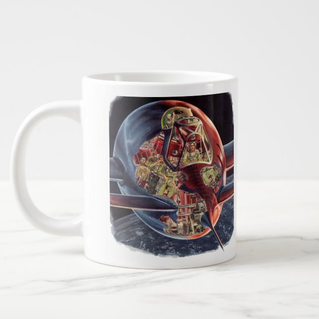 Raumschiff der Vintagen Science Fiction Jumbo-Tasse (Links)