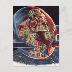 Raumschiff der Vintagen Science Fiction Postkarte