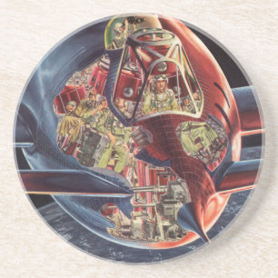 Raumschiff der Vintagen Science Fiction Sandstein Untersetzer