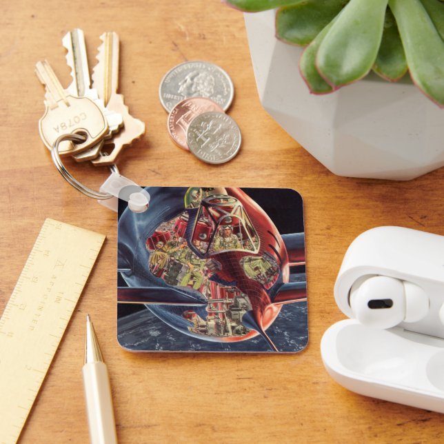 Raumschiff der Vintagen Science Fiction Schlüsselanhänger (Schreibtisch)