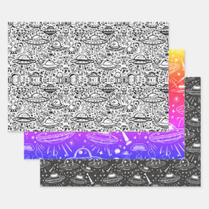 Raumschiff Geschenkpapier Set