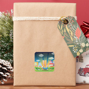 Raumschiff in den City-Stickern Quadratischer Aufkleber