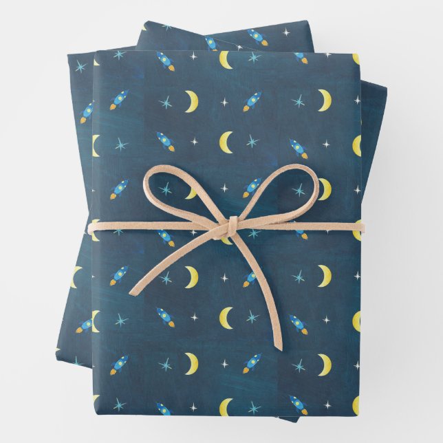 Raumschiff-Muster Geschenkpapier Set (Beispiel)
