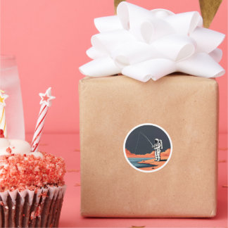 Raumschiff-Party-Rakete der Astronauten-Fangmodus Runder Aufkleber