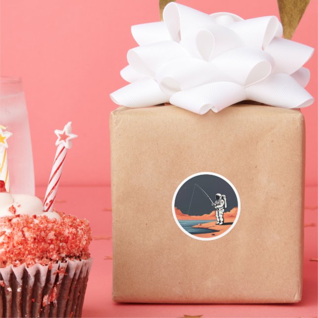 Raumschiff-Party-Rakete der Astronauten-Fangmodus Runder Aufkleber (Party)