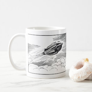 Raumschiff-Rakete der Vintagen Science Fiction in Tasse