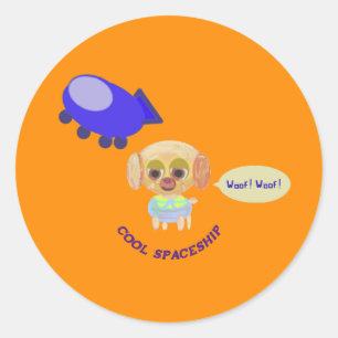 Raumschiff Runder Aufkleber