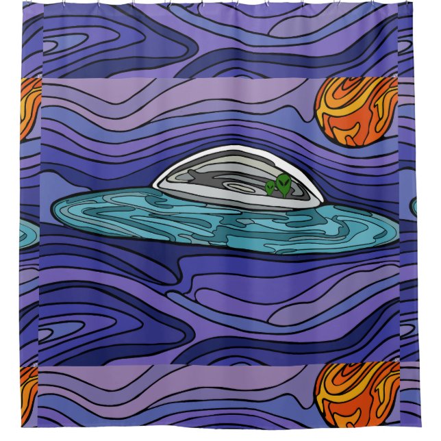 Raumschiff UFO Alien UAP paranormal Duschvorhang (Vorderseite)