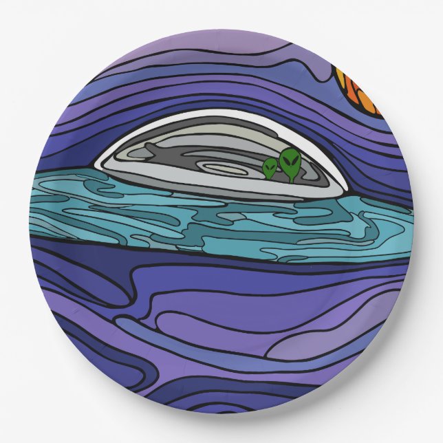 Raumschiff UFO Alien UAP paranormal Pappteller (Vorderseite)