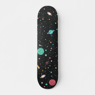 Raumschiff und Planet Skateboard