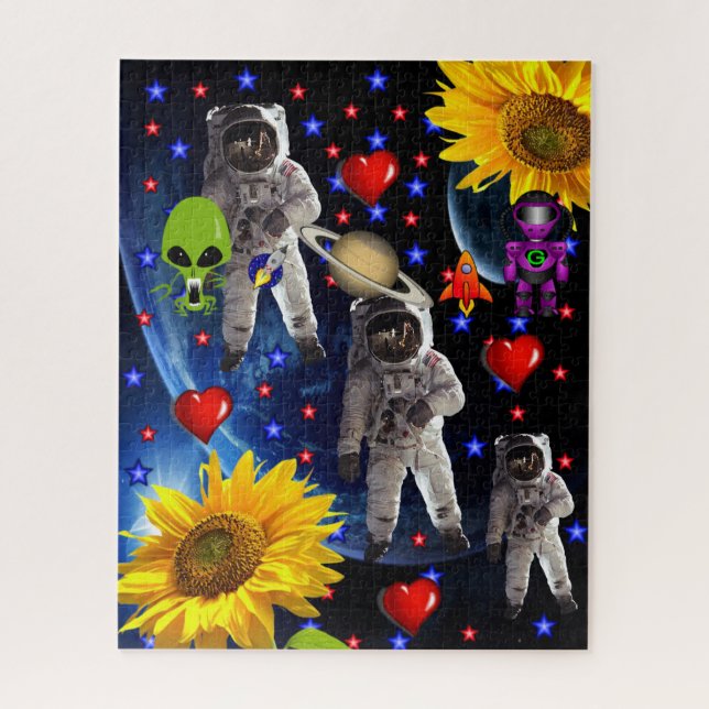 Raumschiffe Außerirdischen Astronauten Puzzle (Vertikal)