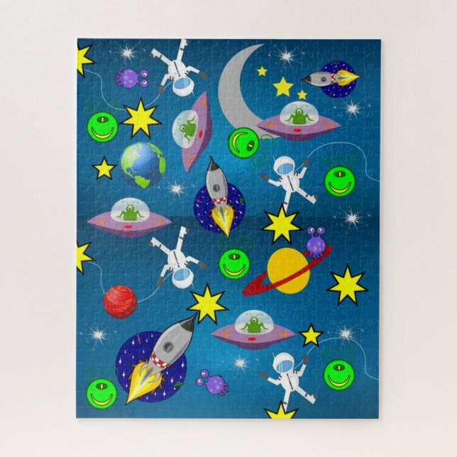 Raumschiffe Außerirdischen Astronauten Puzzle (Vertikal)