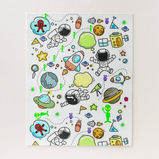 Raumschiffe Außerirdischen Astronauten Puzzle (Vertikal)