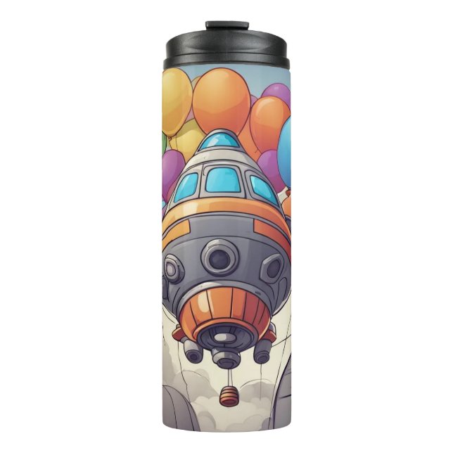 Raumschiffe mit Ballons Thermosbecher (Vorderseite)