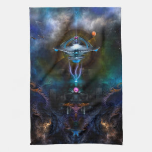 Raumstation Ansarious Fraktal Art Geschirrtuch