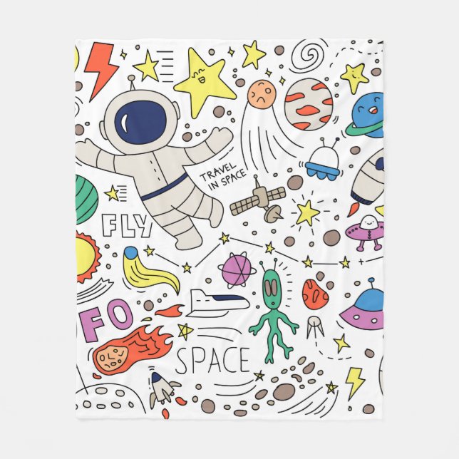 Raumthema in Doodstyle-Abbildung Fleecedecke (Vorderseite)