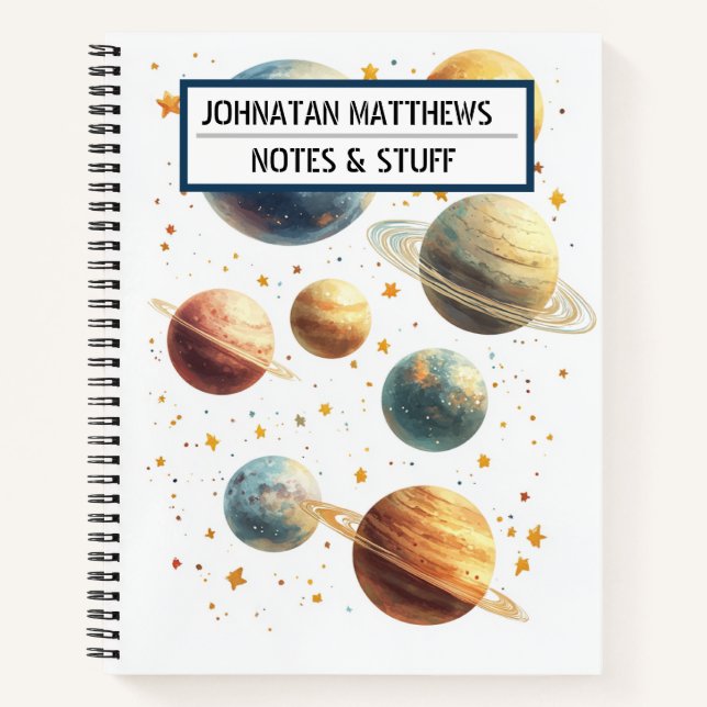Raumthemen Planeten Notizbuch (Vorderseite)