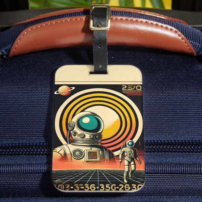 Raumzeitalter Mitte des Jahrhunderts Astronaut Lan Gepäckanhänger (Vorderseite Insitu 2)