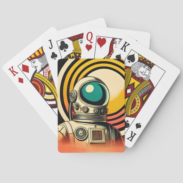 Raumzeitalter Mitte des Jahrhunderts Astronaut Lan Spielkarten (Rückseite)