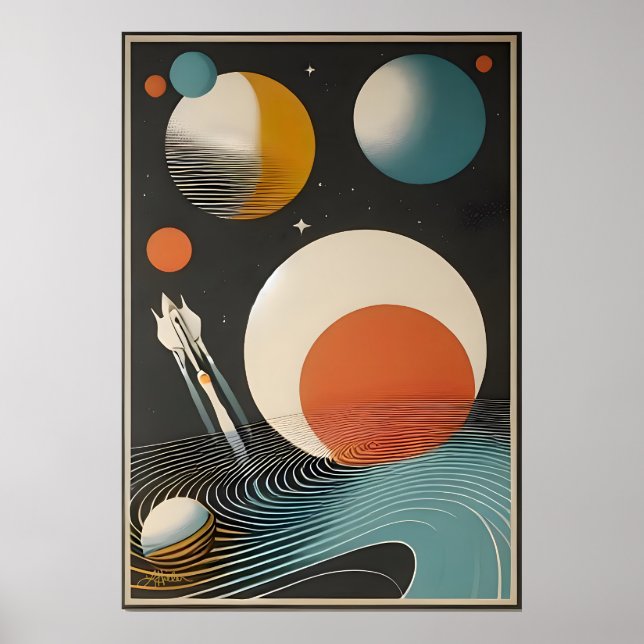 Raumzeitalter Mitte des Jahrhunderts Kunst Galaxie Poster (Vorne)