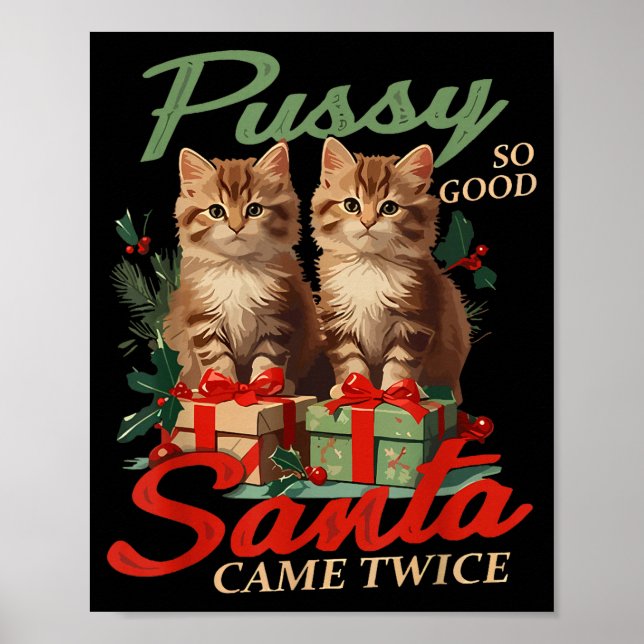Raunchy Christmas Cat Naughty Funny Gag Prank Humo Poster (Vorne)