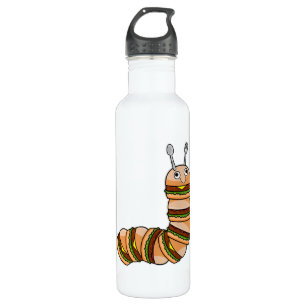 Raupe als Cheeseburger mit Rindfleisch und Salat Edelstahlflasche