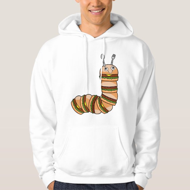 Raupe als Cheeseburger mit Rindfleisch und Salat Hoodie (Vorderseite)