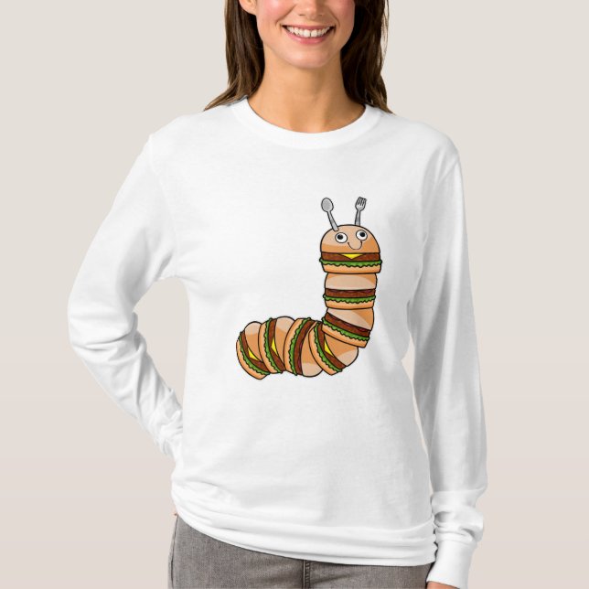 Raupe als Cheeseburger mit Rindfleisch und Salat T-Shirt (Vorderseite)