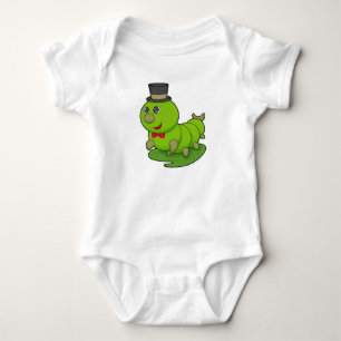 Raupe als Gentleman mit Zylinder Baby Strampler