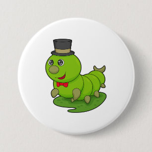 Raupe als Gentleman mit Zylinder Button
