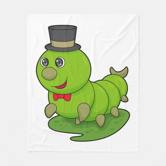 Raupe als Gentleman mit Zylinder Fleecedecke (Vorderseite)