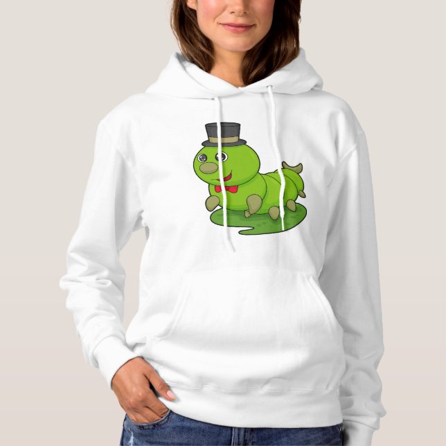 Raupe als Gentleman mit Zylinder Hoodie (Vorderseite)