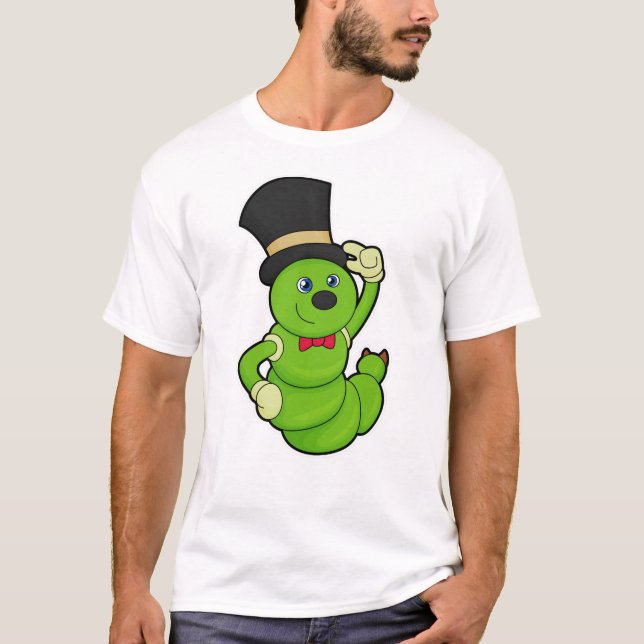 Raupe als Groom mit Hut T-Shirt (Vorderseite)