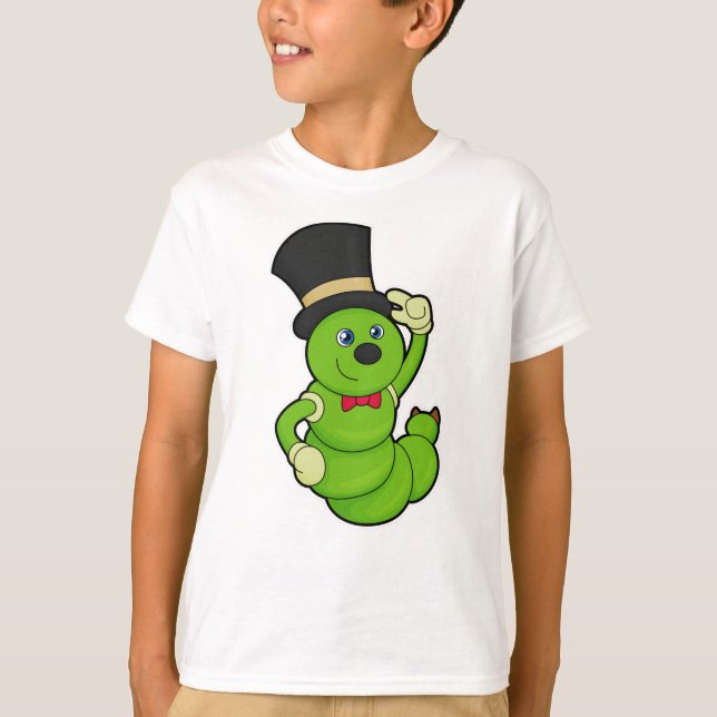 Raupe als Groom mit Hut T-Shirt (Vorderseite)