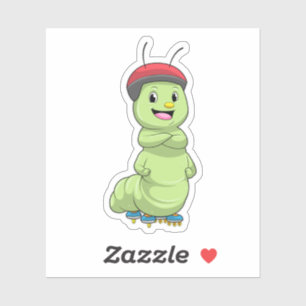 Raupe als Inline-Skater mit Roller Skate.pn Aufkleber