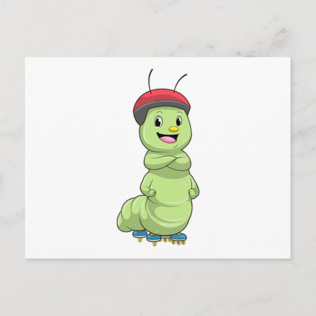 Raupe als Inline-Skater mit Roller Skate.pn Postkarte (Vorderseite)