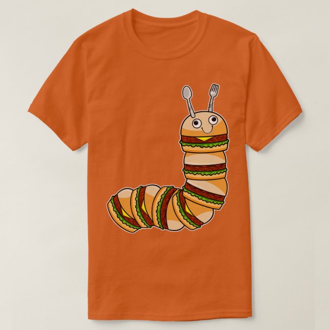 Raupe als Käseseburger mit Rindersalat T-Shirt (Design vorne)