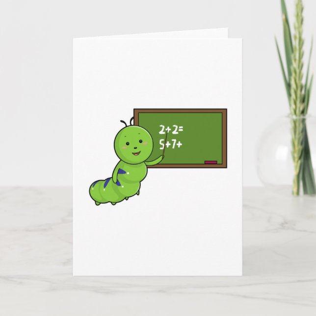 Raupe als Lehrer mit Blackboard Karte (Vorderseite)