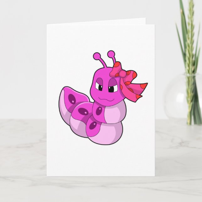 Raupe als Mädchen mit Ribbon Karte (Vorderseite)