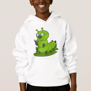Raupe als Nerd mit Brille & Book Hoodie