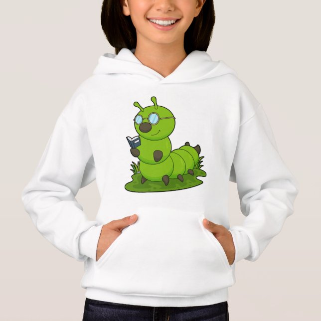 Raupe als Nerd mit Brille & Book Hoodie (Vorderseite)