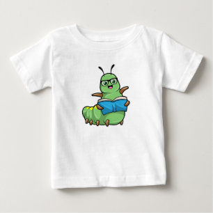 Raupe als Nerd mit Buch & Brille Baby T-shirt