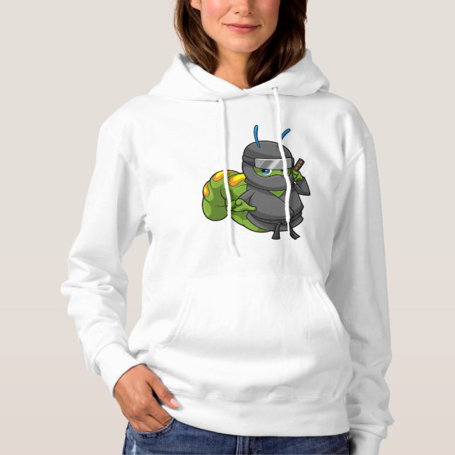 Raupe als Ninja mit Schwert Hoodie (Vorderseite)