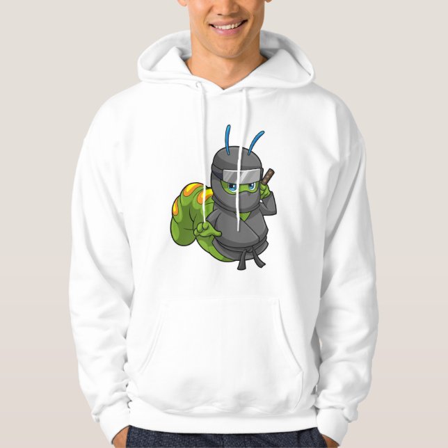 Raupe als Ninja mit Schwert Hoodie (Vorderseite)