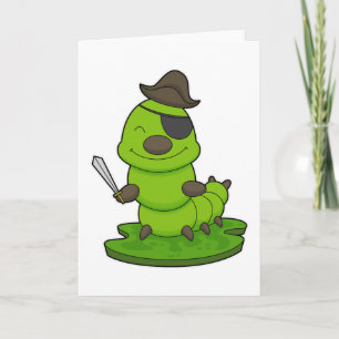 Raupe als Pirat mit Schwert Karte